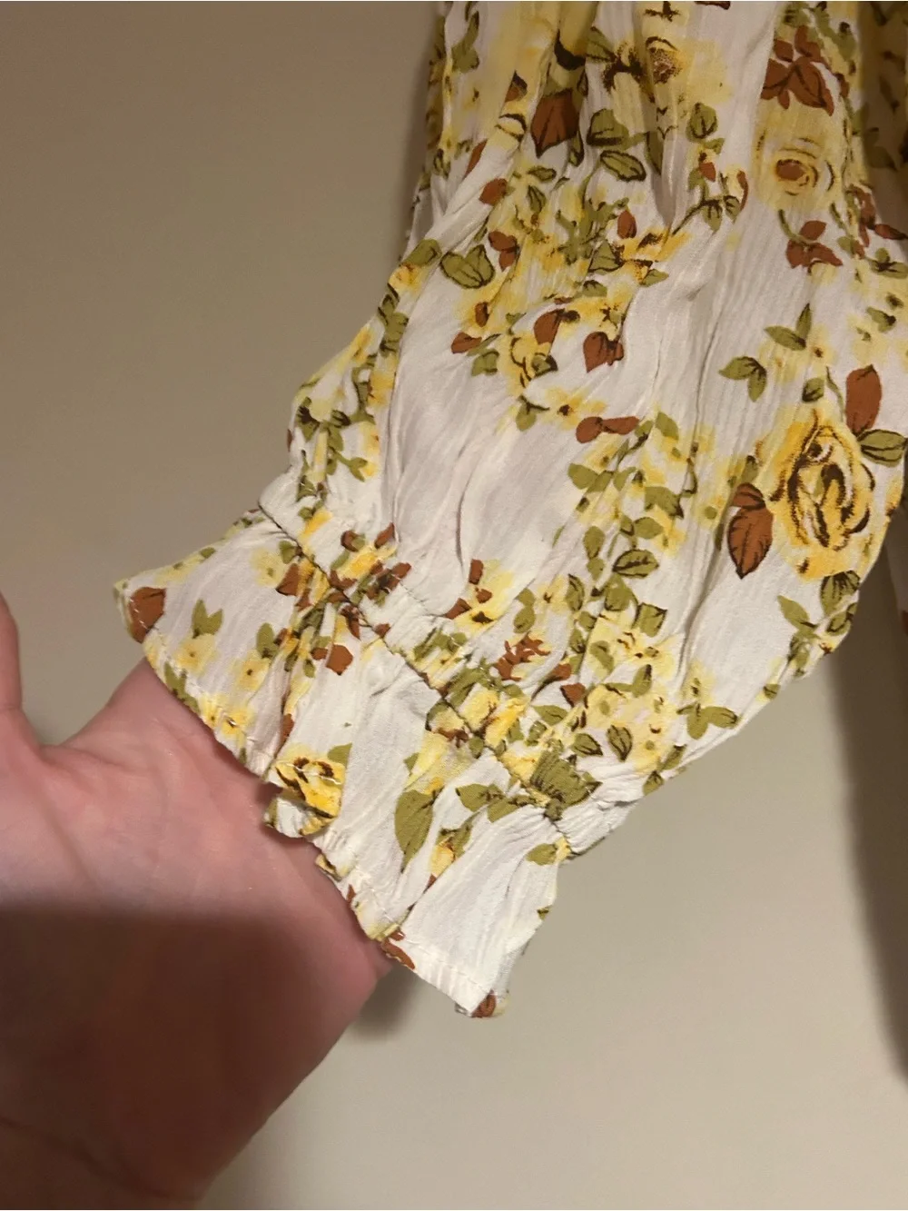 Faithfull the Brand White and Yellow Floral Wrap Top Sz 6